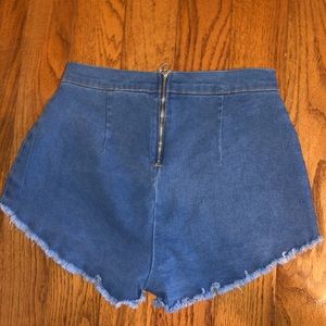 High-Rise Dark Denim Shorts